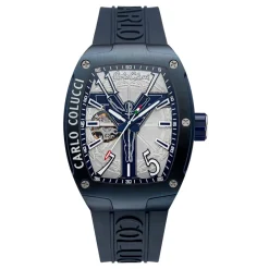 Heren Carlo Colucci Stijlvolle roestvrijstalen siliconen horloge