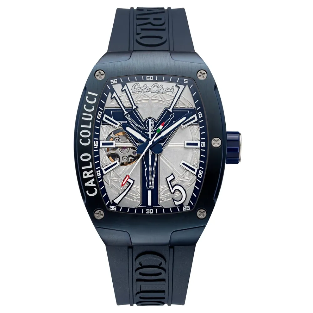 Heren Carlo Colucci Stijlvolle roestvrijstalen siliconen horloge