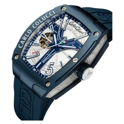 Heren Carlo Colucci Stijlvolle roestvrijstalen siliconen horloge