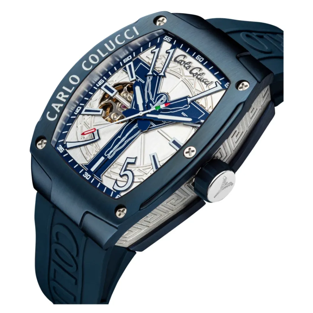 Heren Carlo Colucci Stijlvolle roestvrijstalen siliconen horloge