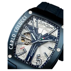 Heren Carlo Colucci Stijlvolle roestvrijstalen siliconen horloge