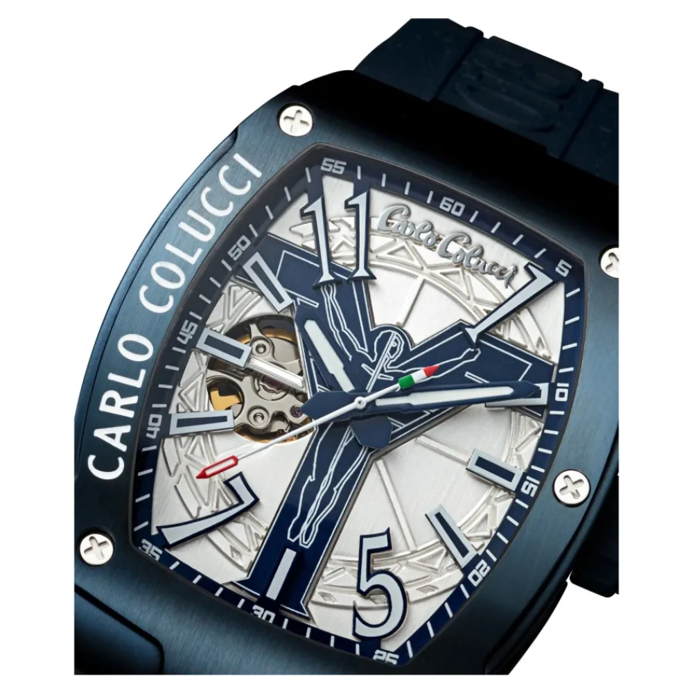 Heren Carlo Colucci Stijlvolle roestvrijstalen siliconen horloge