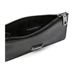 Heren Dolce & Gabbana Portefeuilles^Stijlvolle Textuur Logo-Plaque Portemonnee