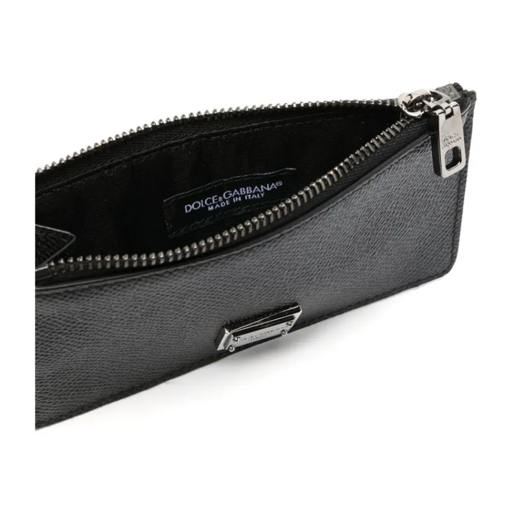 Heren Dolce & Gabbana Portefeuilles^Stijlvolle Textuur Logo-Plaque Portemonnee