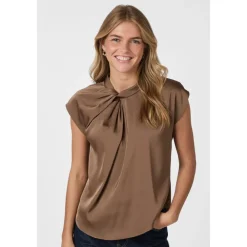 DAMES Neo Noir Blouses^Stoffige e Drapy Satijnen Blouse