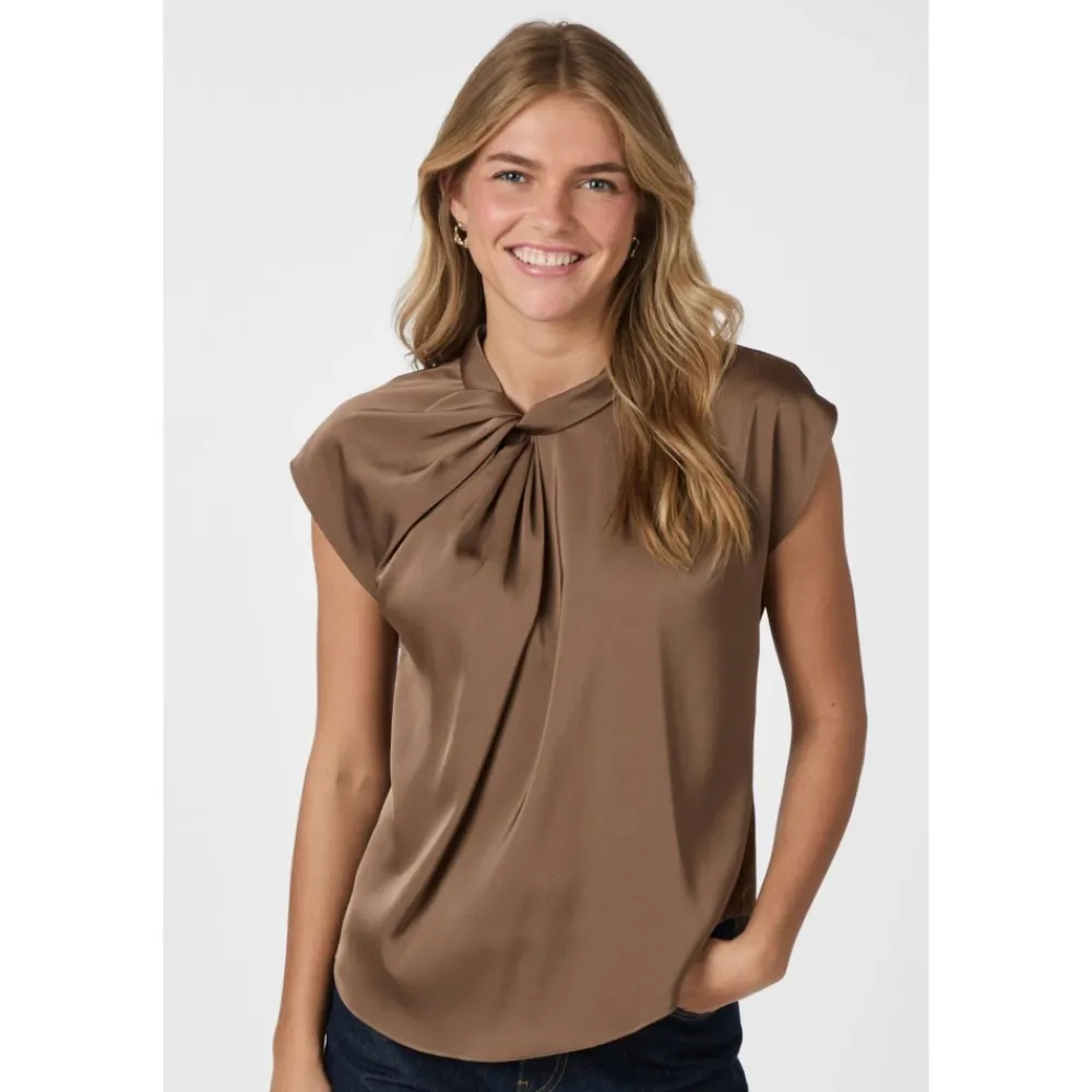 DAMES Neo Noir Blouses^Stoffige e Drapy Satijnen Blouse