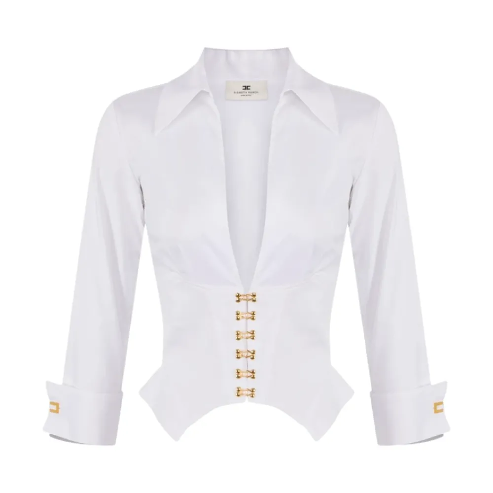 DAMES Elisabetta Franchi Stretch katoenen overhemd met juweelhaken