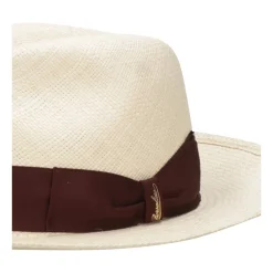 Heren Borsalino Hoeden^Stro Panama Hoeden met Contrasterende Hoofdband
