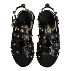 Heren Dolce & Gabbana Studded Leren Slide Sandalen met Logo
