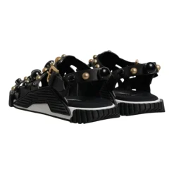 Heren Dolce & Gabbana Studded Leren Slide Sandalen met Logo