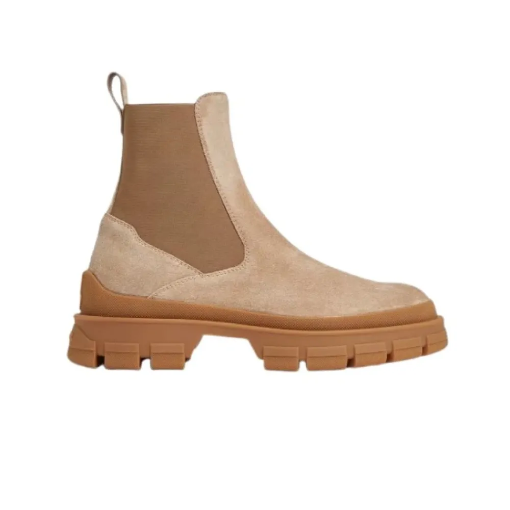 DAMES Moncler Chelseaboots^Suède Chelsea Boots met Profielzool