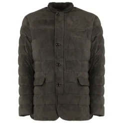 Heren Moorer Suède donsjack met zakken