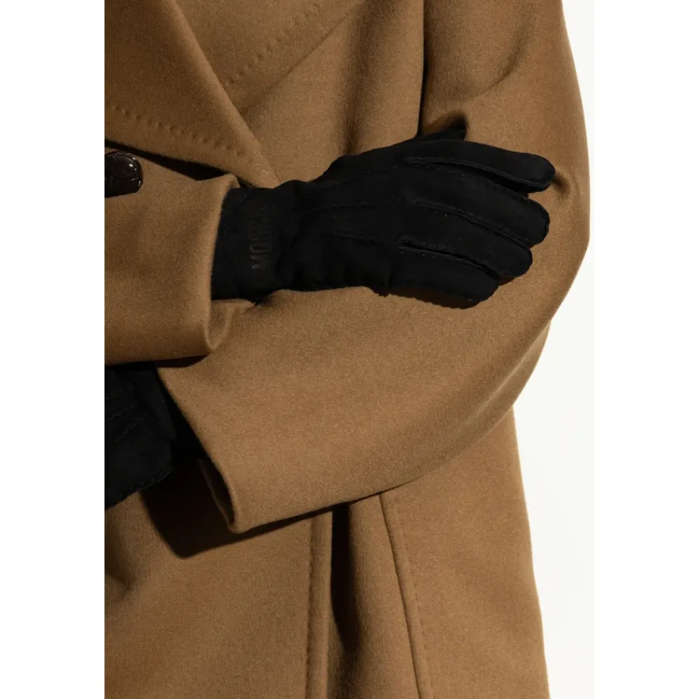 Heren Moschino Handschoenen^Suède handschoenen met geborduurd logo