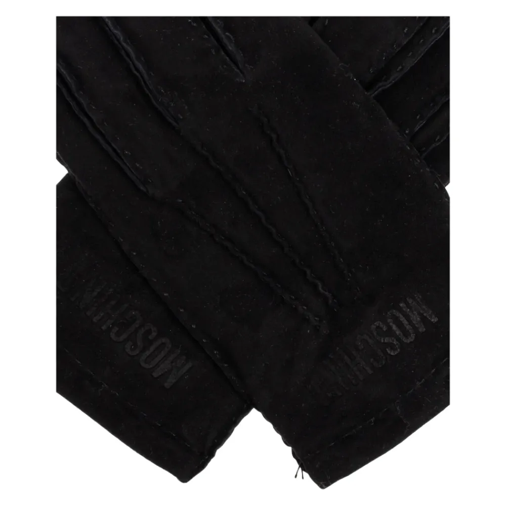 Heren Moschino Handschoenen^Suède handschoenen met geborduurd logo