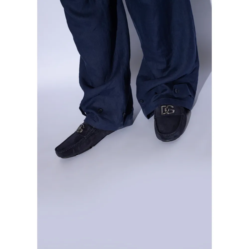 Heren Dolce & Gabbana Instappers & Slip Ons^Suède instappers met logo