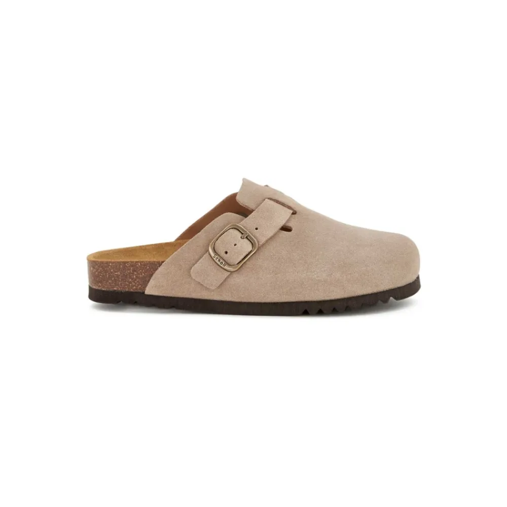 DAMES Scholl Loafers^Suède Klomp met Gesloten Neus en Verstelbare Gesp