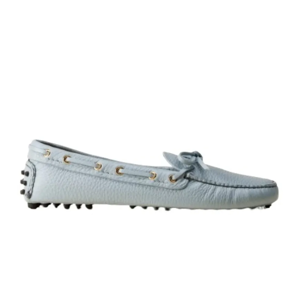 DAMES Car Shoe Suède Mocassin met Strikdetail