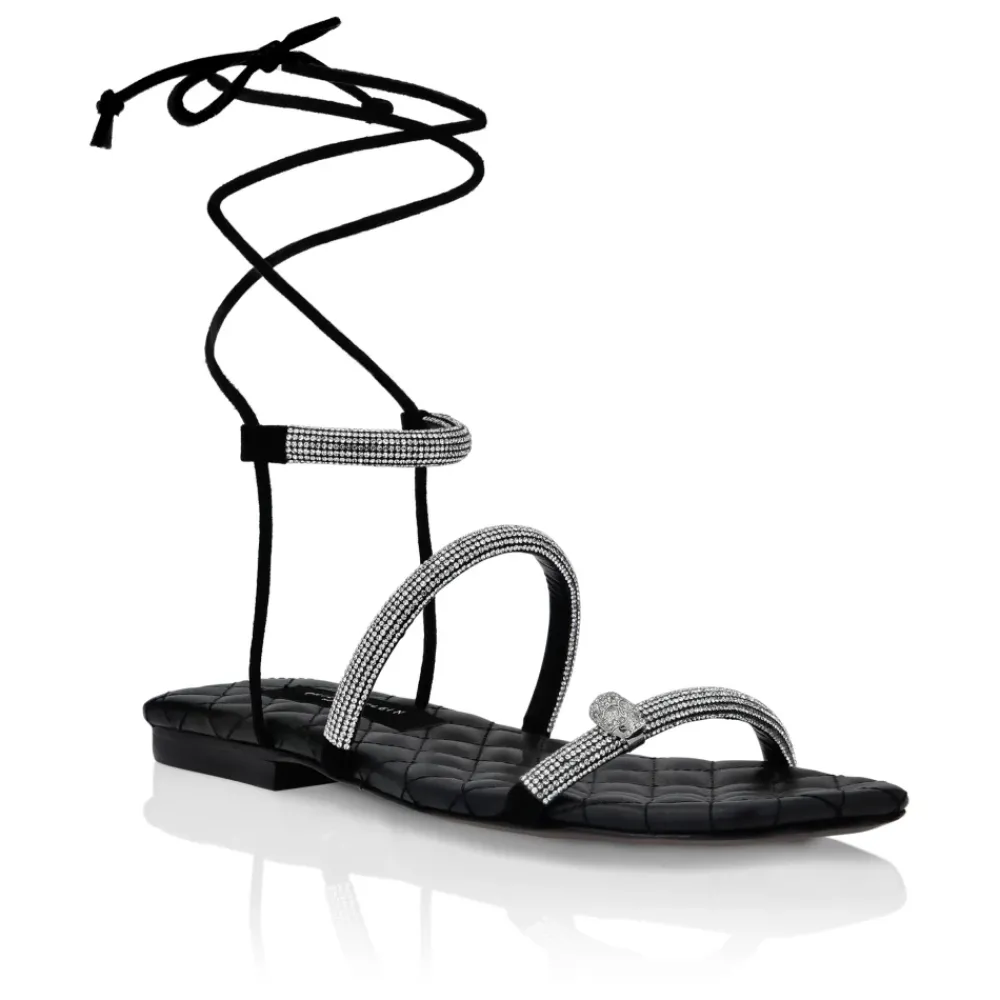 DAMES Philipp Plein Sandalen^Suede Strass Platte Sandalen