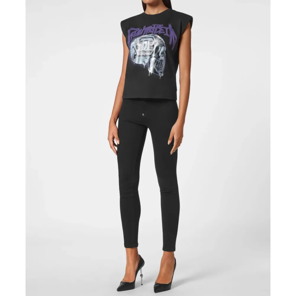 DAMES Philipp Plein Shirts^Tank Top Padded Shoulder Skull