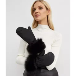 DAMES Yves Salomon Technische stof en wanten van vossenbont