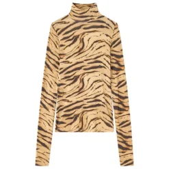 DAMES Ganni Tiger Print Turtleneck Jersey Top