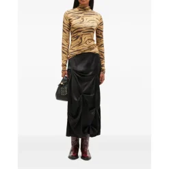 DAMES Ganni Tiger Print Turtleneck Jersey Top