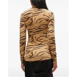 DAMES Ganni Tiger Print Turtleneck Jersey Top