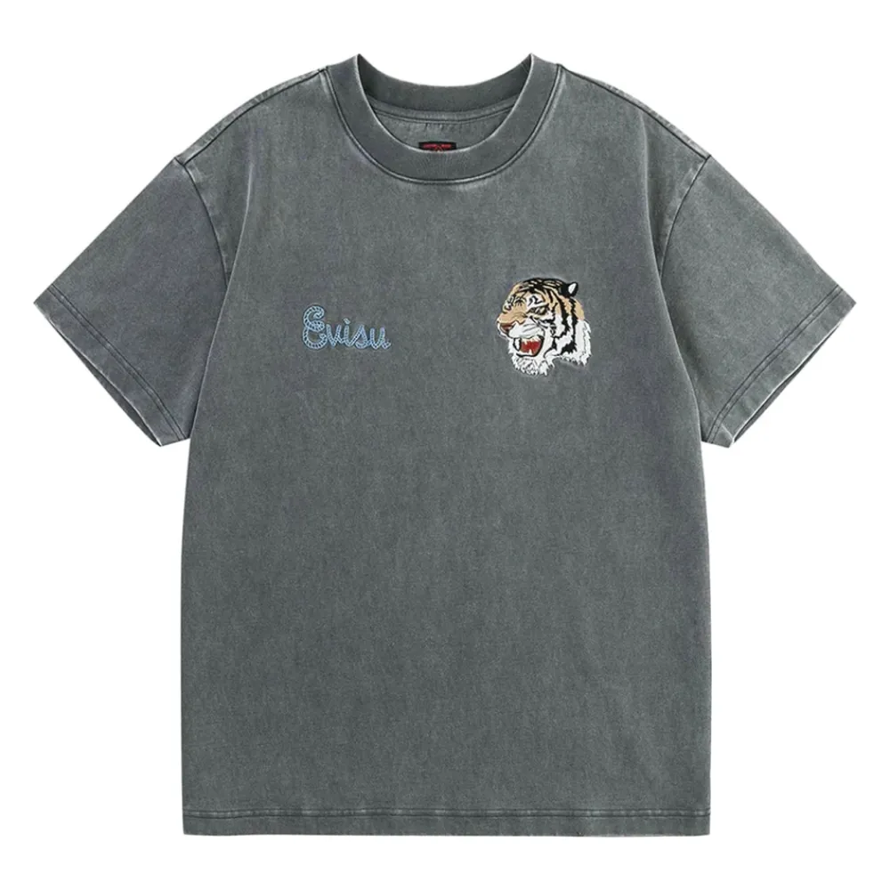 Heren Evisu Tiger Seagull Rope Logo T-Shirt