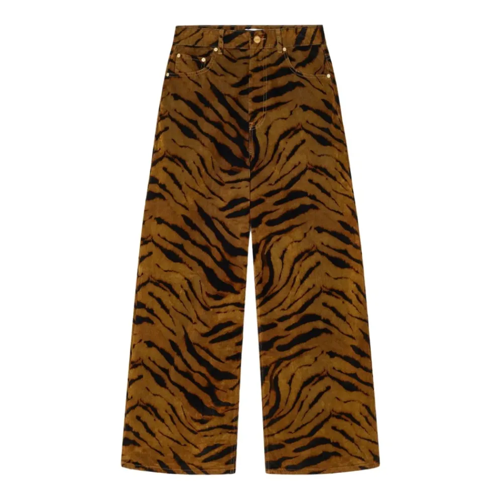 DAMES Ganni Jeans^Tijgerstreep Hoge Taille Jeans