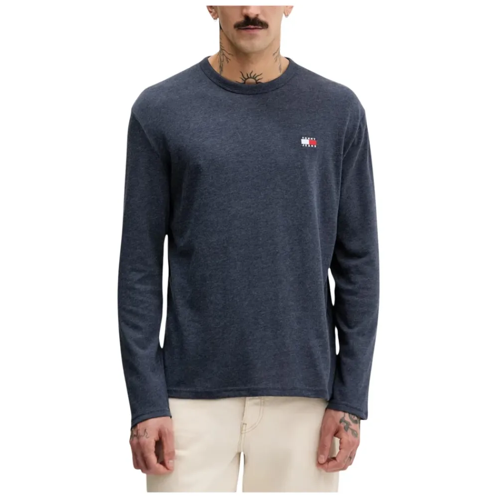 Heren Tommy Jeans Tonal Badge Long Sleeve T-Shirt