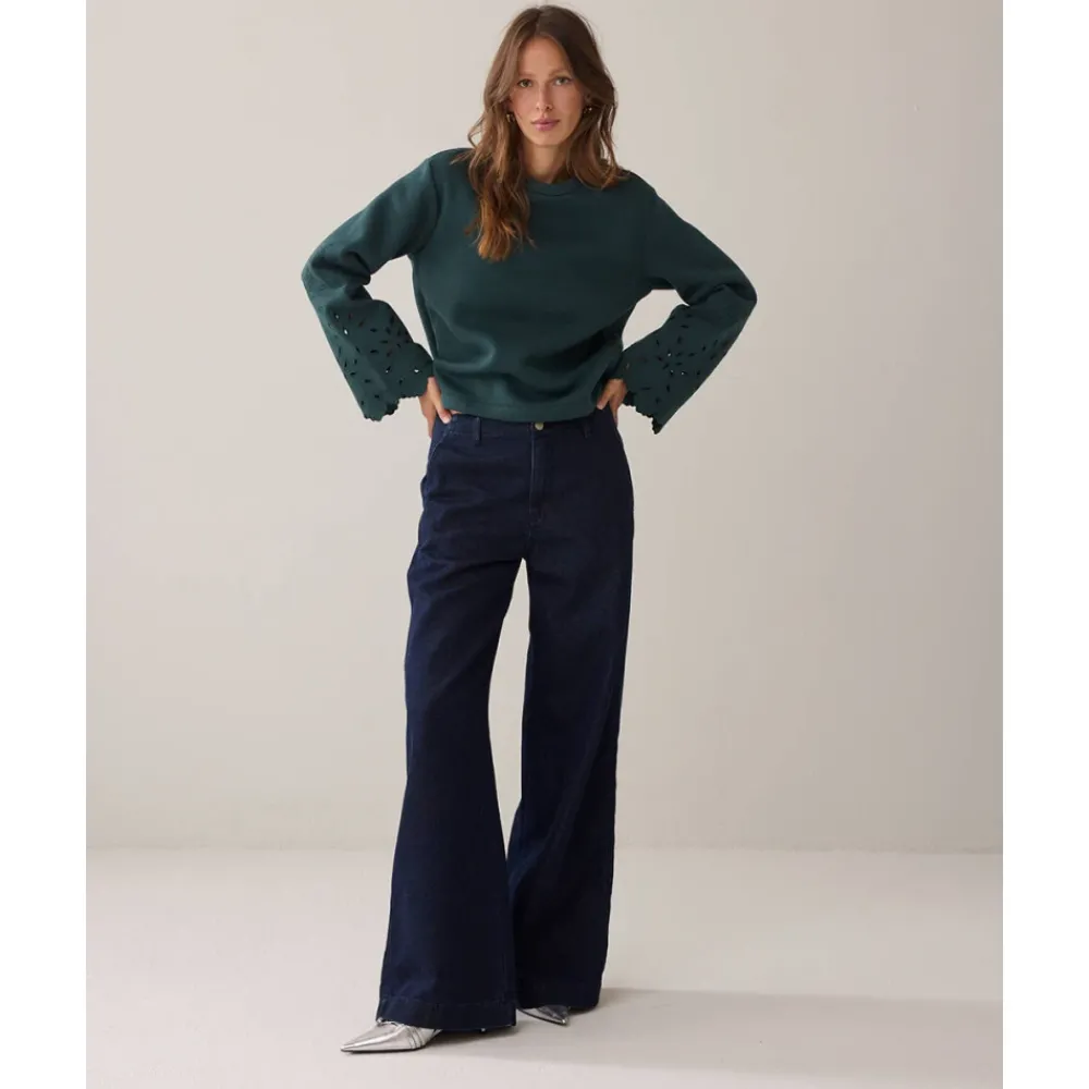 DAMES Summum Woman Top met geborduurde mouw