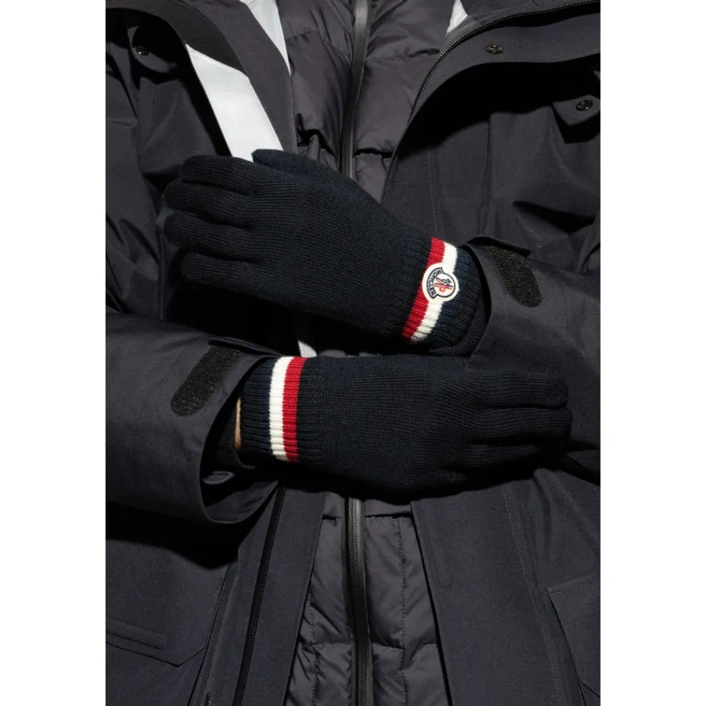 Heren Moncler Handschoenen^Tricolor Wollen Handschoenen