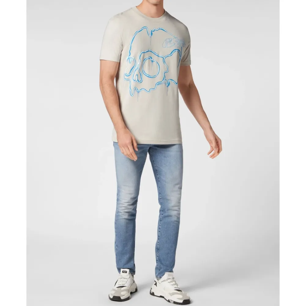 Heren Philipp Plein T-Shirt Ronde Hals Druipende Schedel