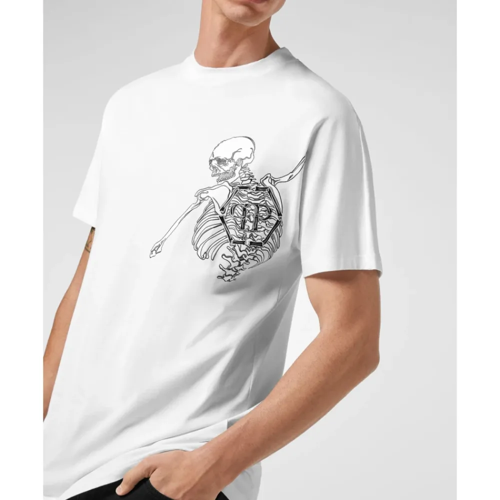 Heren Philipp Plein T-Shirt Ronde Hals Skeleton
