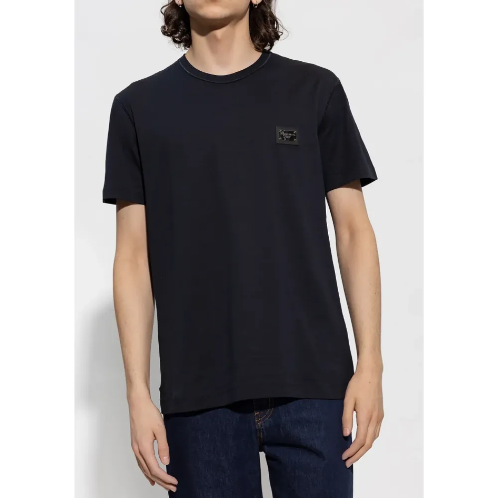 Heren Dolce & Gabbana Shirts^T-shirt van katoen met ronde hals en logo