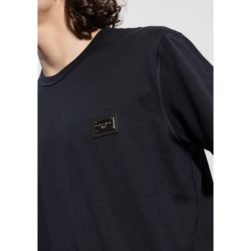 Heren Dolce & Gabbana Shirts^T-shirt van katoen met ronde hals en logo