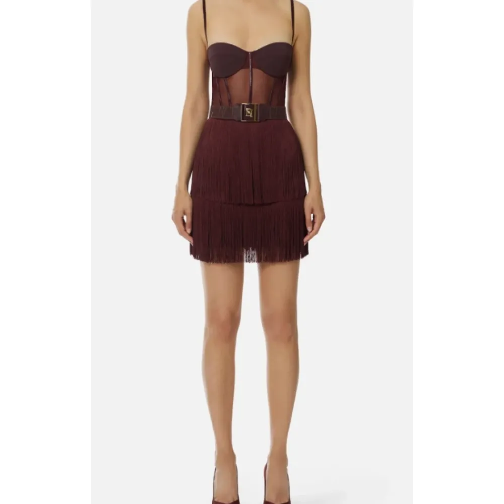 DAMES Elisabetta Franchi Tule Mini Jurk met Franje Rok