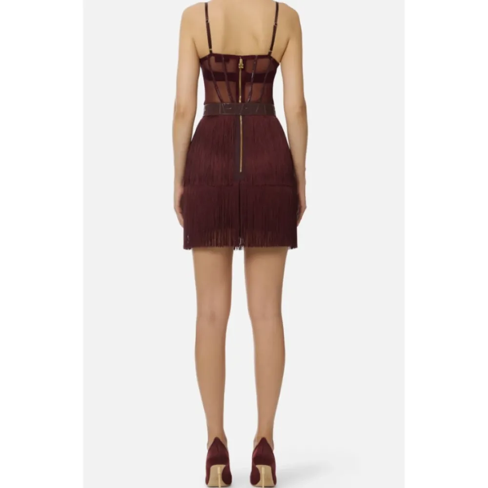 DAMES Elisabetta Franchi Tule Mini Jurk met Franje Rok