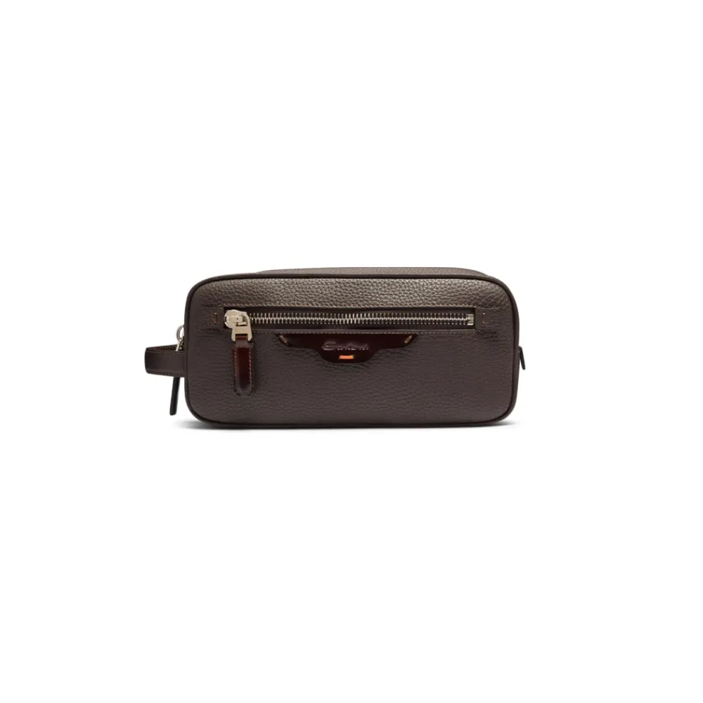 DAMES Santoni Toilettassen^Tumbled Leather Beauty Case