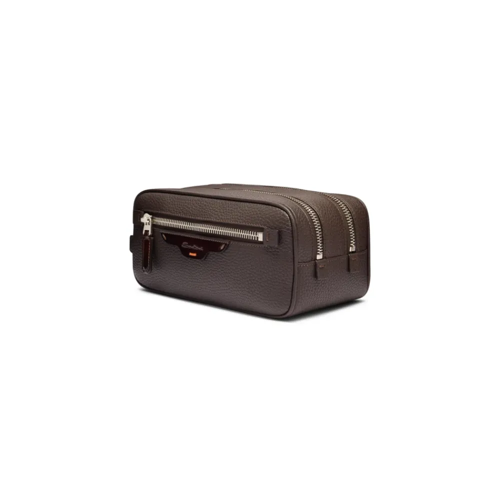 DAMES Santoni Toilettassen^Tumbled Leather Beauty Case