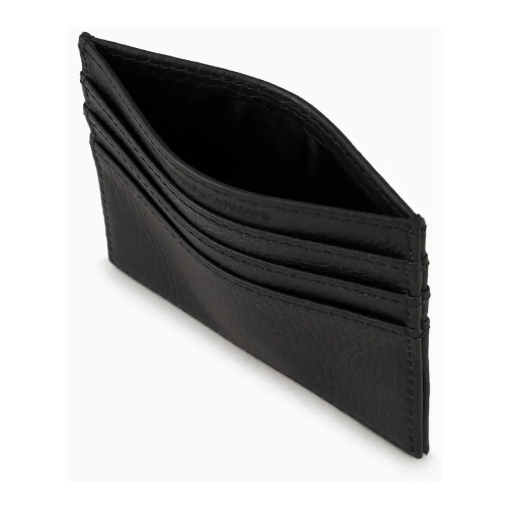 Heren Emporio Armani Tumbled Leather Card Holder
