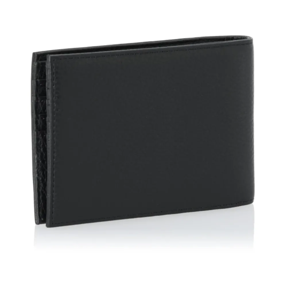 Heren Emporio Armani Tumbled-leather Wallet met Muntzakje