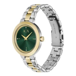 DAMES Armani Exchange Tweekleurig roestvrijstalen horloge met twee wijzers