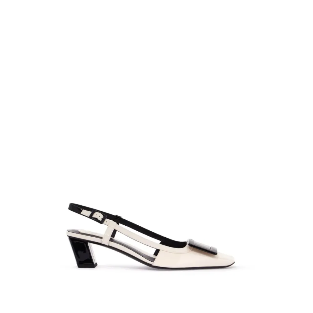 DAMES Roger Vivier Pumps^Tweekleurige lakleren slingback pumps