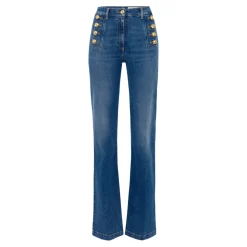 DAMES Elisabetta Franchi Jeans^Uitlopende denim broek met matrozenknopen