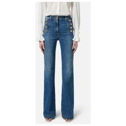 DAMES Elisabetta Franchi Jeans^Uitlopende denim broek met matrozenknopen