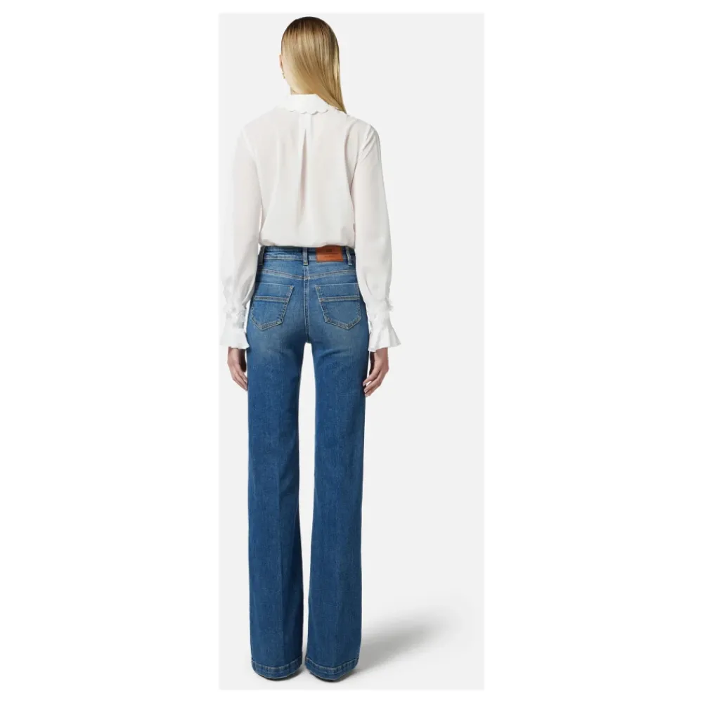 DAMES Elisabetta Franchi Jeans^Uitlopende denim broek met matrozenknopen