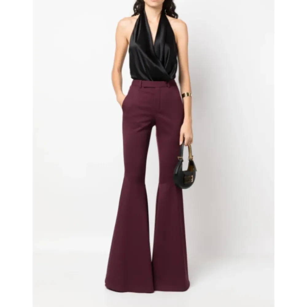 DAMES Saint Laurent Uitlopende wollen blend broek