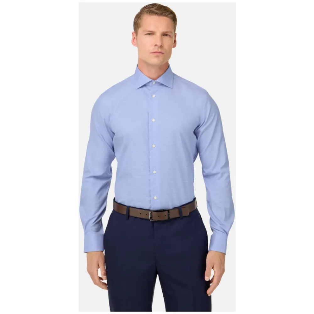 Heren Boggi Milano Overhemden^ULTIMATE NON IRON Regular Fit Katoen Dobby Overhemd