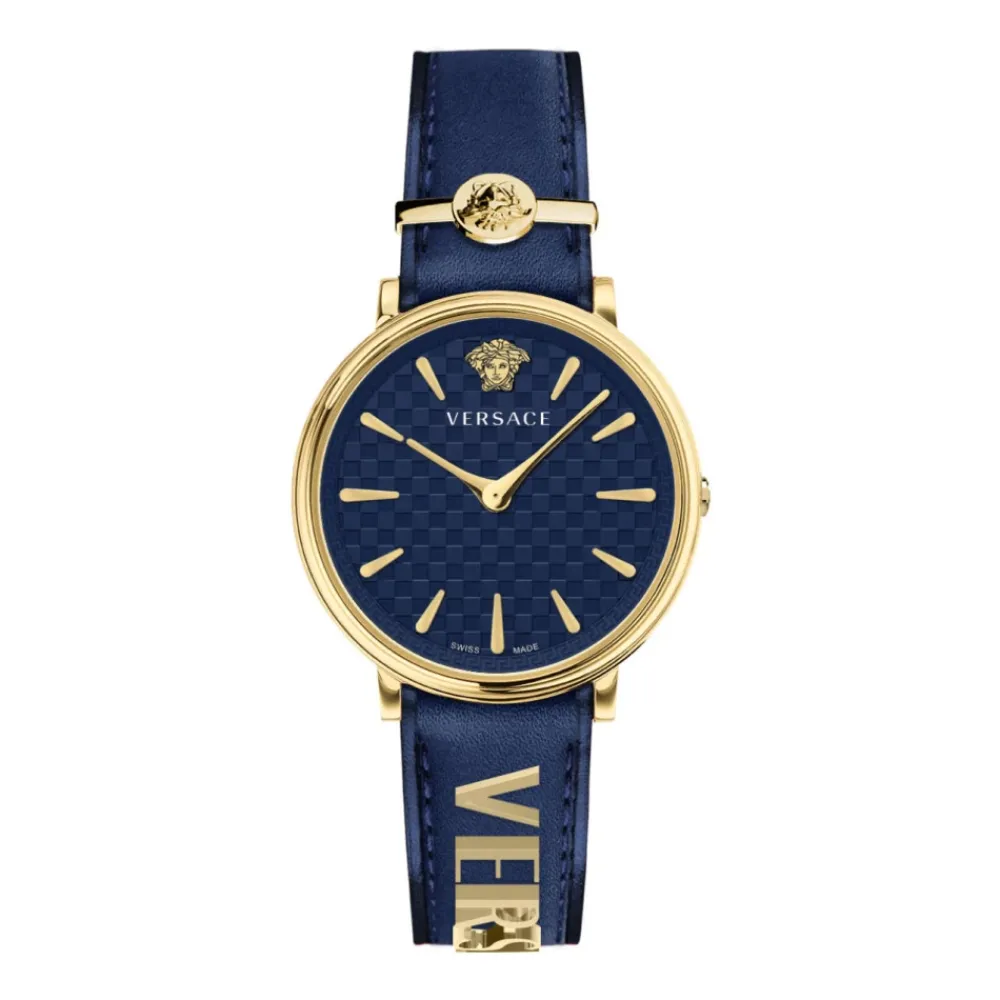 DAMES Versace Horloges^V CIRCLE /Goud Leren Horloge